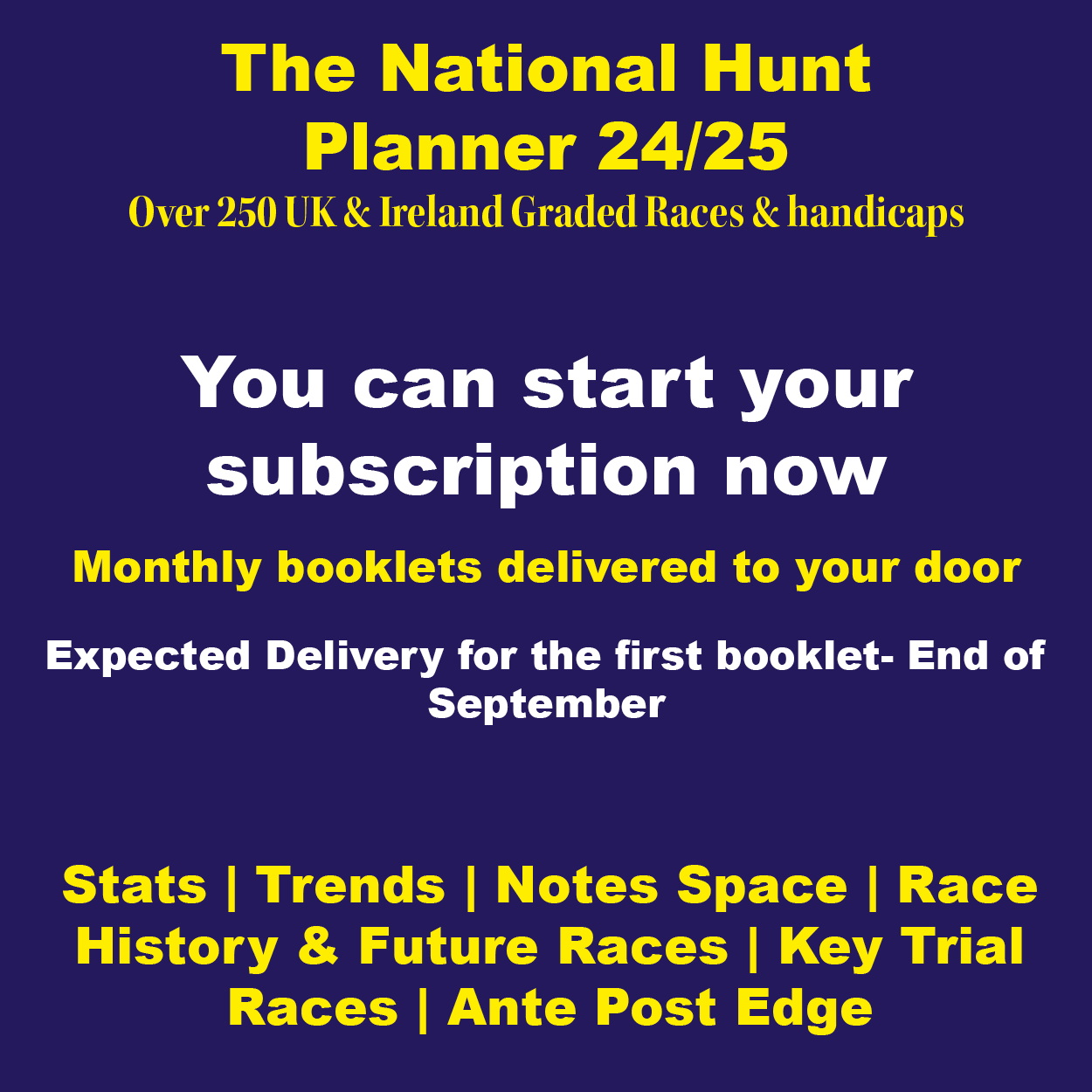 The National Hunt Planner 24/25 - Non subscription options